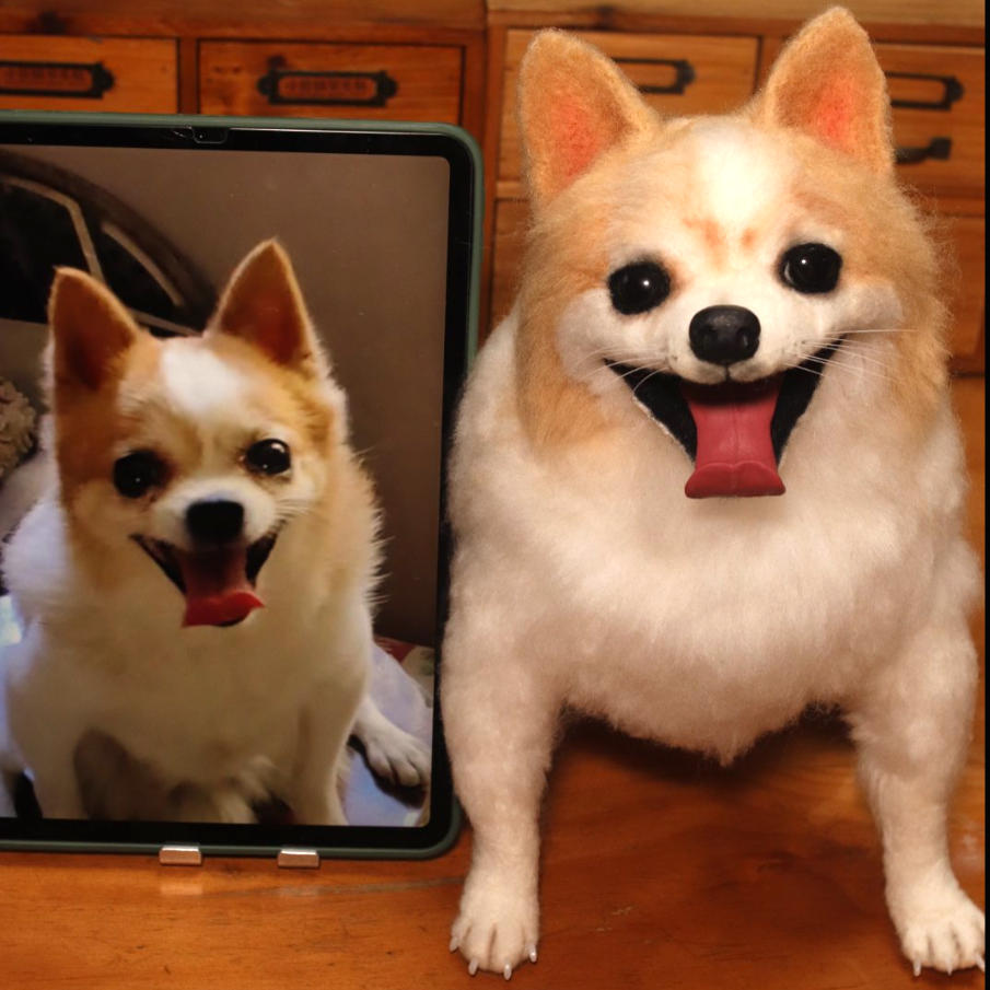 Life-Size 1:1 Custom Needle Felted Pet Replica - Realistic Full-Body Dog or Cat Masterpiece