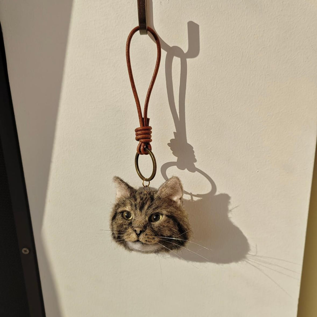 Realistic Custom Needle Felted Pet Head Charm - Personalized Dog & Cat Hanging Ornament