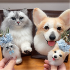 3D Custom Needle Felted Pet Portrait - Framed Dog or Cat Head Memorial Art
