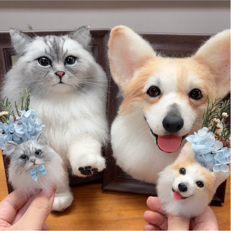 3D Custom Needle Felted Pet Portrait - Framed Dog or Cat Head Memorial Art