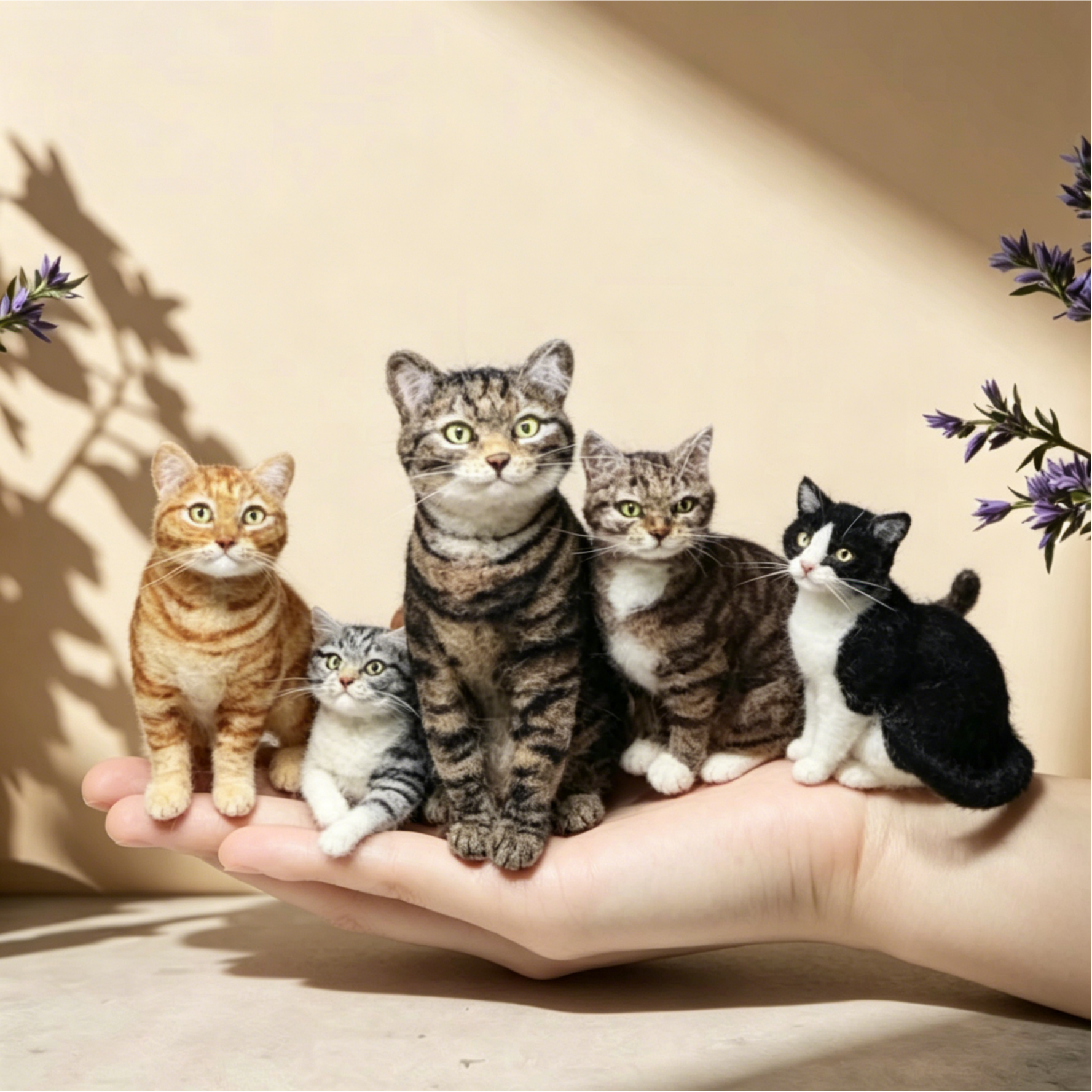 Realistic Custom Needle Felted Pet Miniature - Full-Body Dog & Cat Handcrafted Sculpture