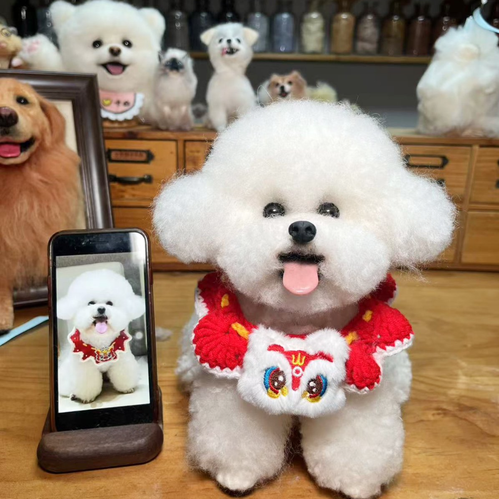 Life-Size 1:1 Custom Needle Felted Pet Replica - Realistic Full-Body Dog or Cat Masterpiece