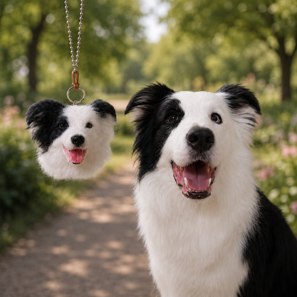 Realistic Custom Needle Felted Pet Head Charm - Personalized Dog & Cat Hanging Ornament