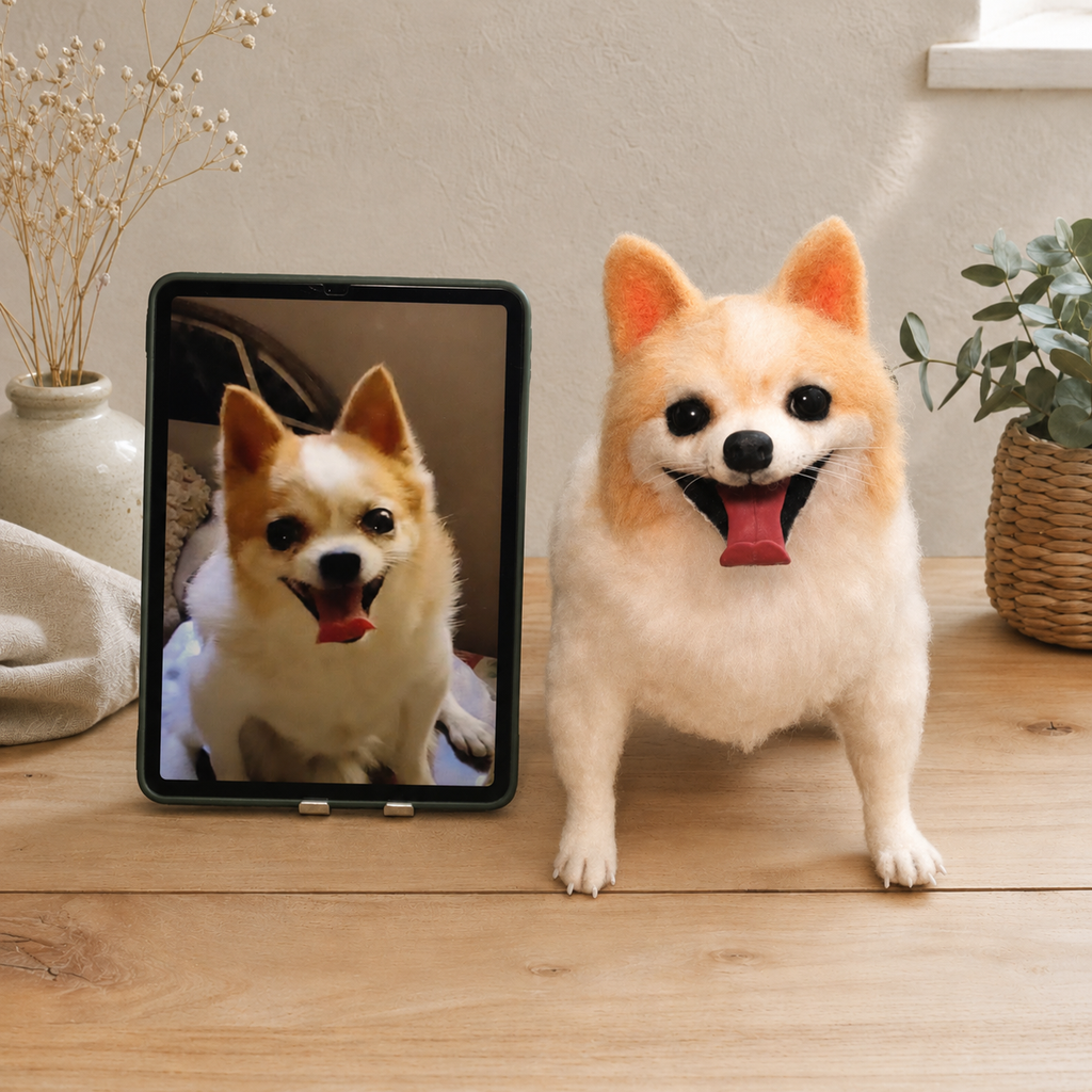 Life-Size 1:1 Custom Needle Felted Pet Replica - Realistic Full-Body Dog or Cat Masterpiece