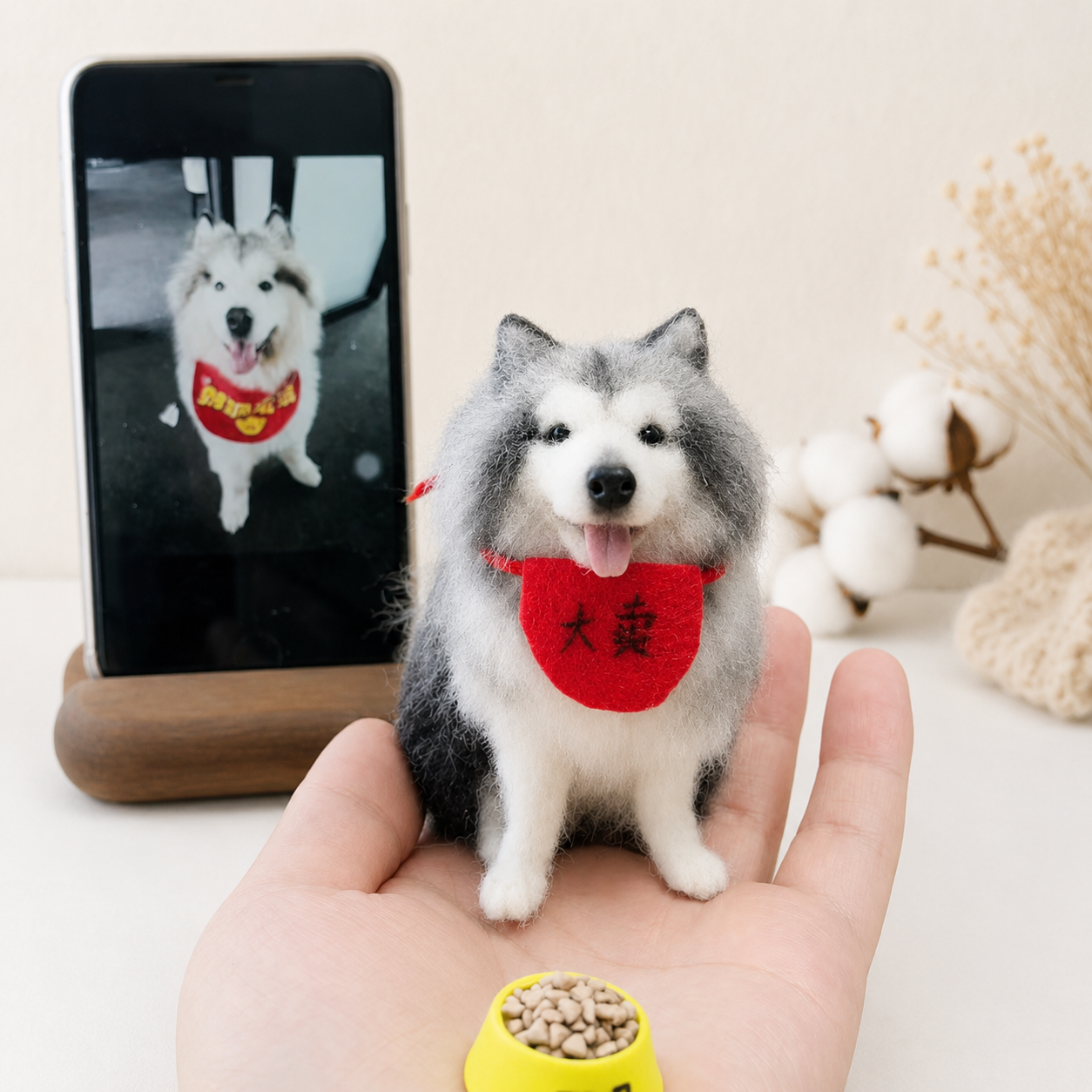 Realistic Custom Needle Felted Pet Miniature - Full-Body Dog & Cat Handcrafted Sculpture