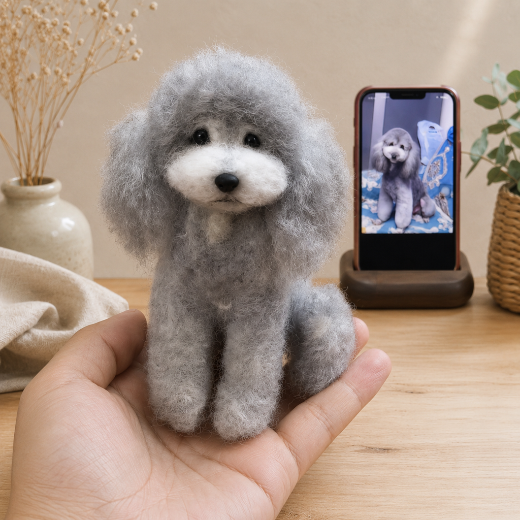 Realistic Custom Needle Felted Pet Miniature - Full-Body Dog & Cat Handcrafted Sculpture