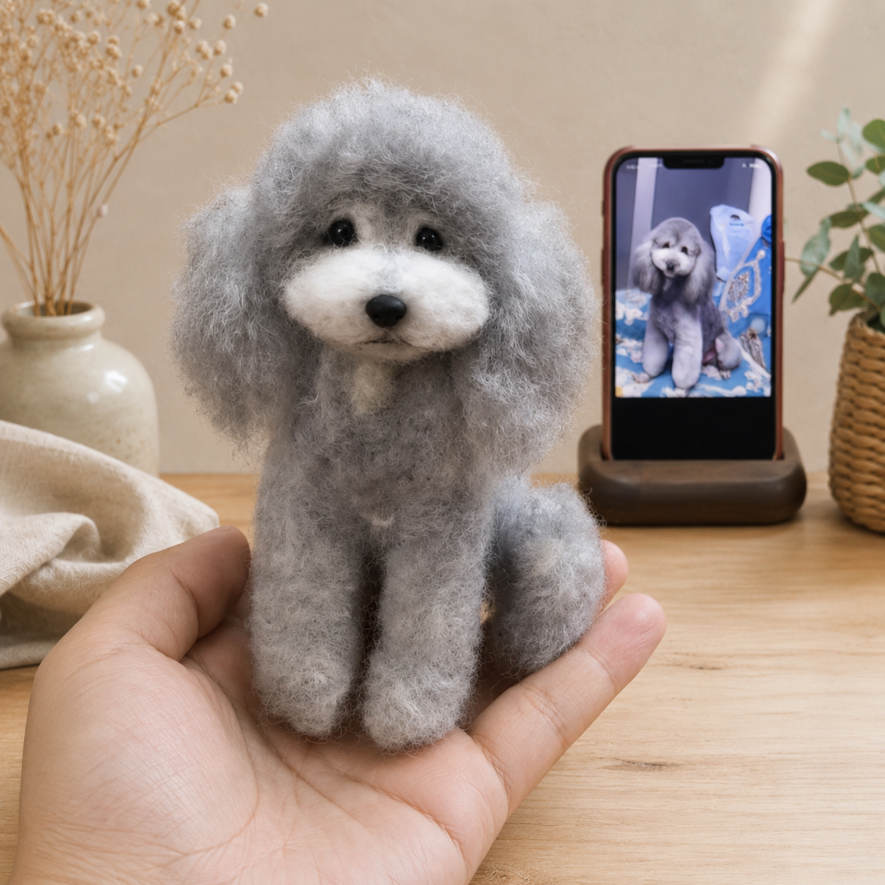 Realistic Custom Needle Felted Pet Miniature - Full-Body Dog & Cat Handcrafted Sculpture