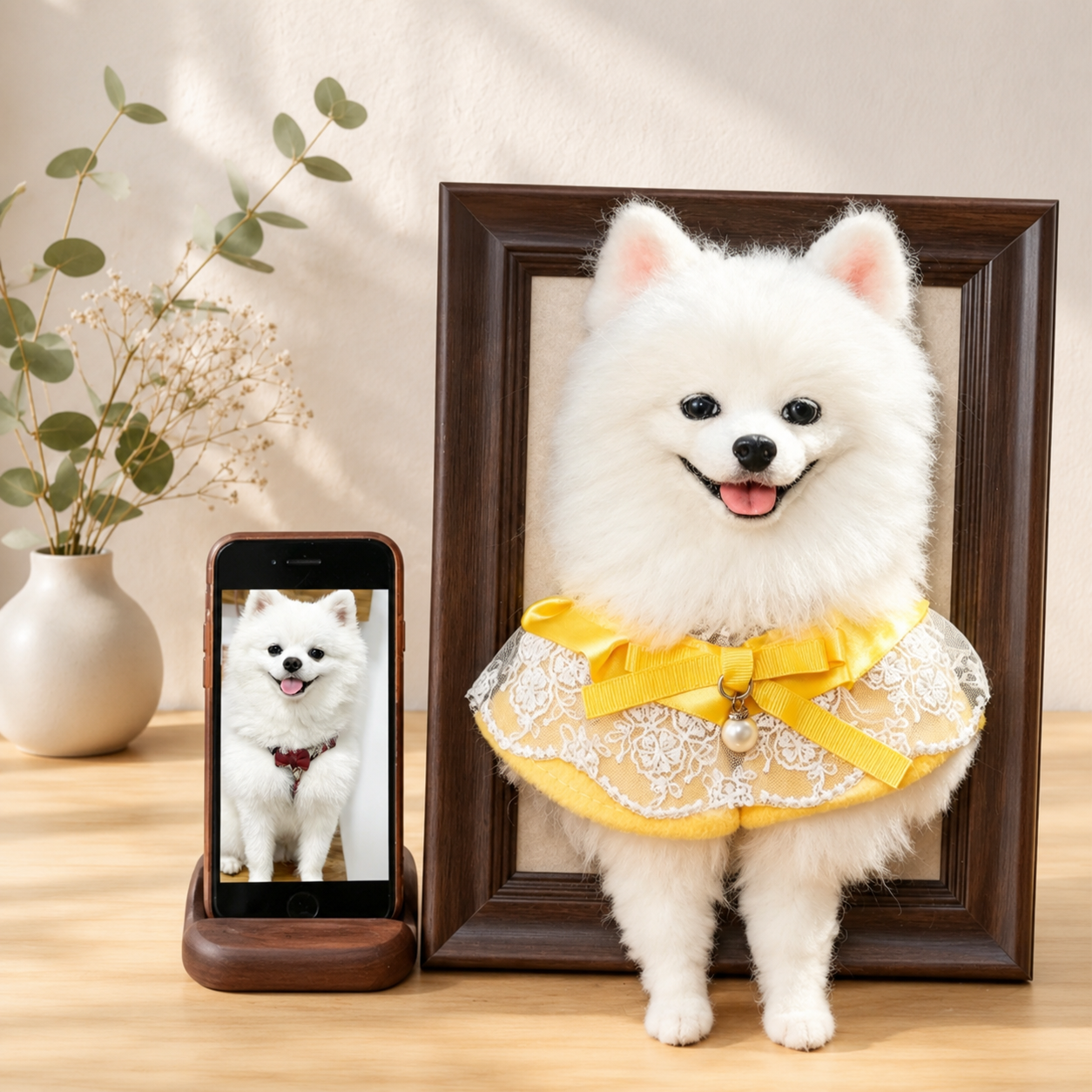 Bespoke 3D Needle Felted Pet Bust - Custom Half-Body Dog & Cat Framed Sculpture
