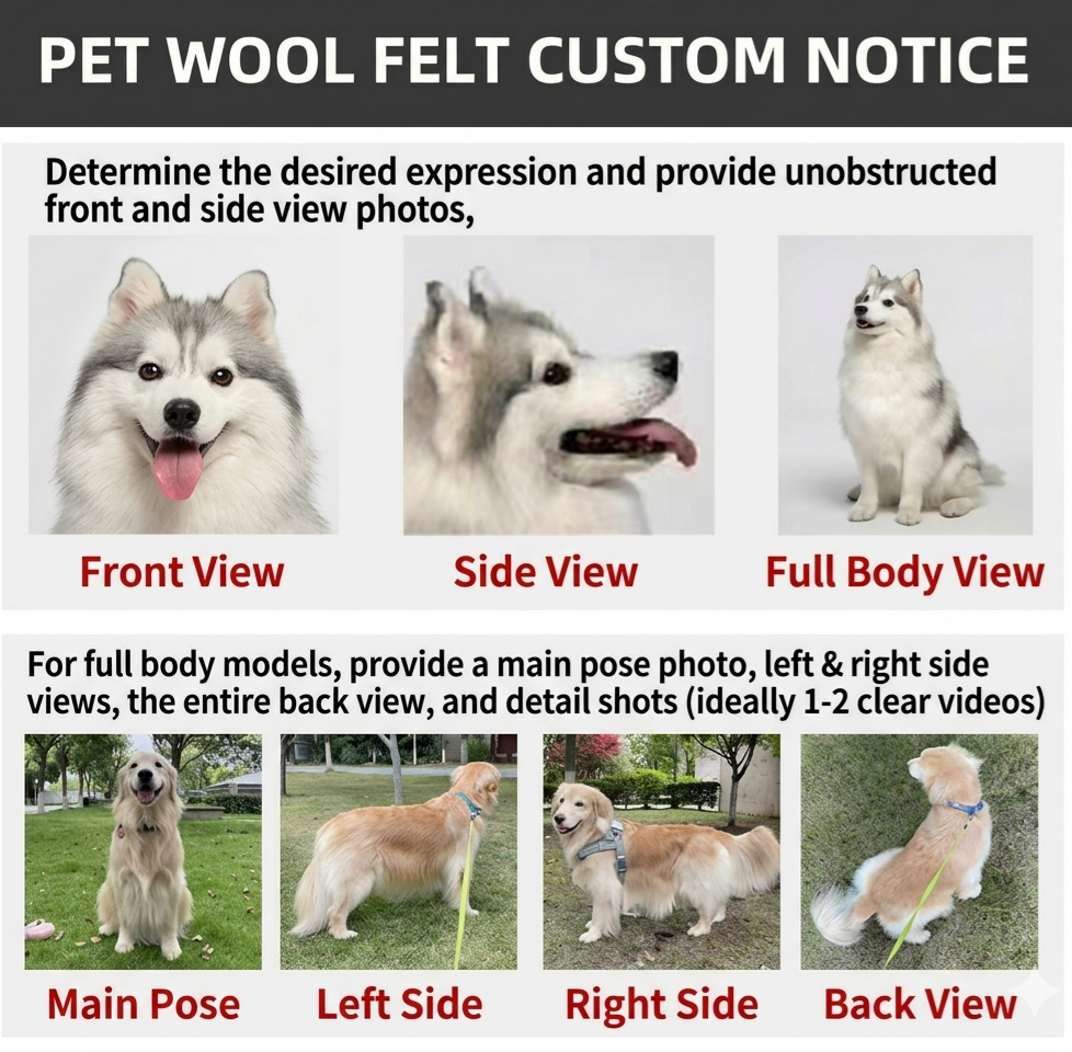 Bespoke 3D Needle Felted Pet Bust - Custom Half-Body Dog & Cat Framed Sculpture