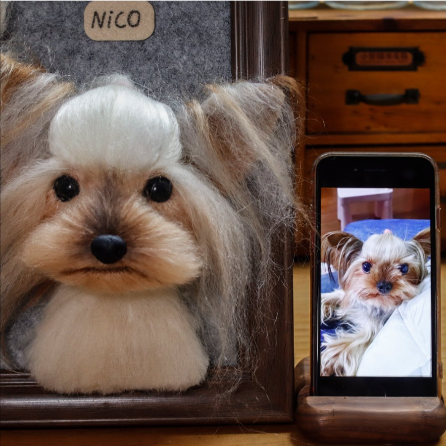 3D Custom Needle Felted Pet Portrait - Framed Dog or Cat Head Memorial Art