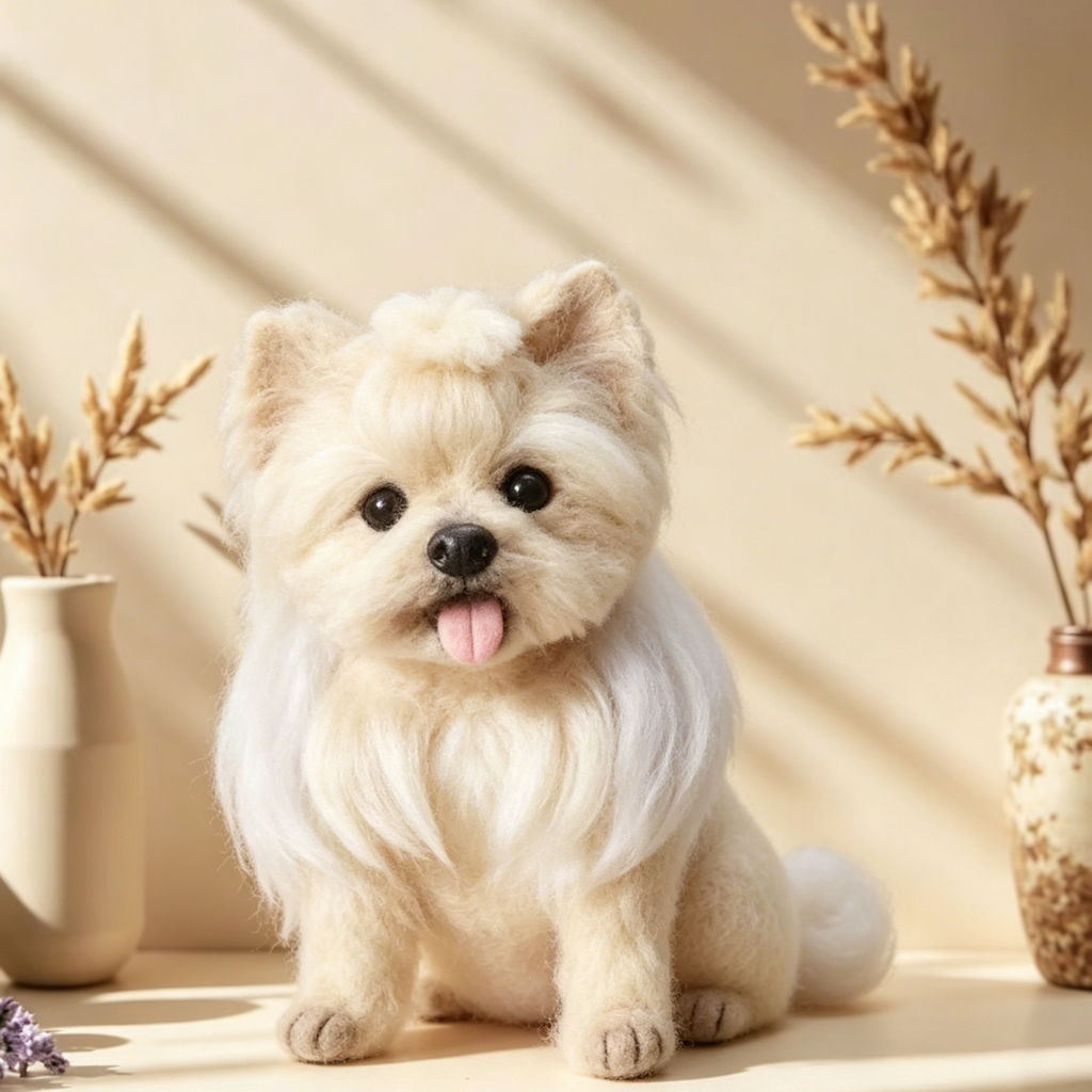 Life-Size 1:1 Custom Needle Felted Pet Replica - Realistic Full-Body Dog or Cat Masterpiece
