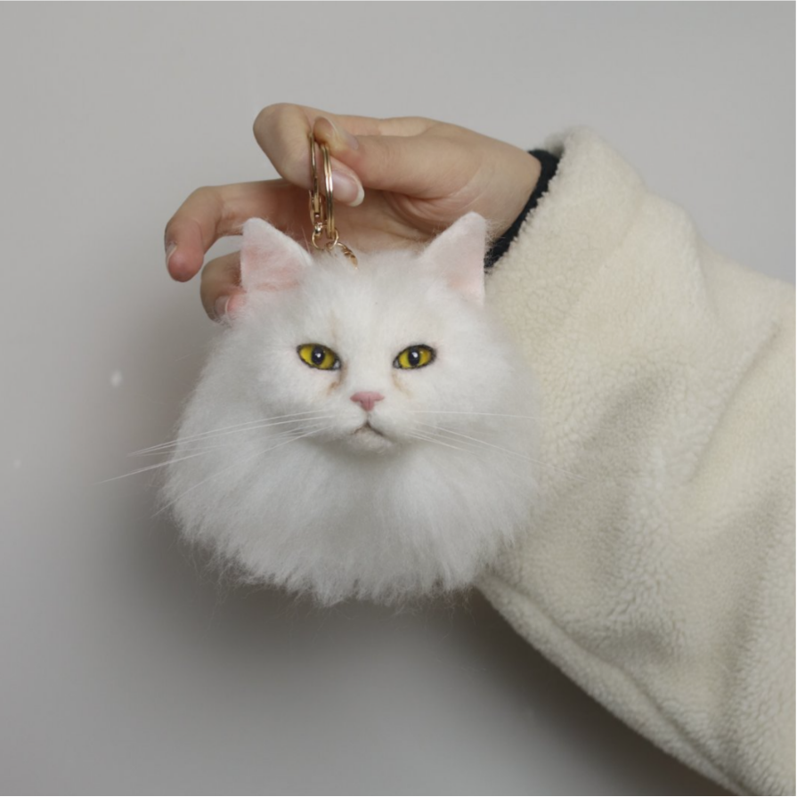 Realistic Custom Needle Felted Pet Head Charm - Personalized Dog & Cat Hanging Ornament